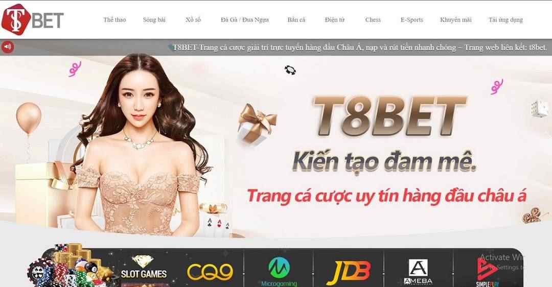 Giao diện bắt mắt của T8bet